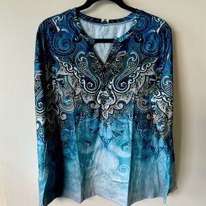 Blue Paisley Women's Top